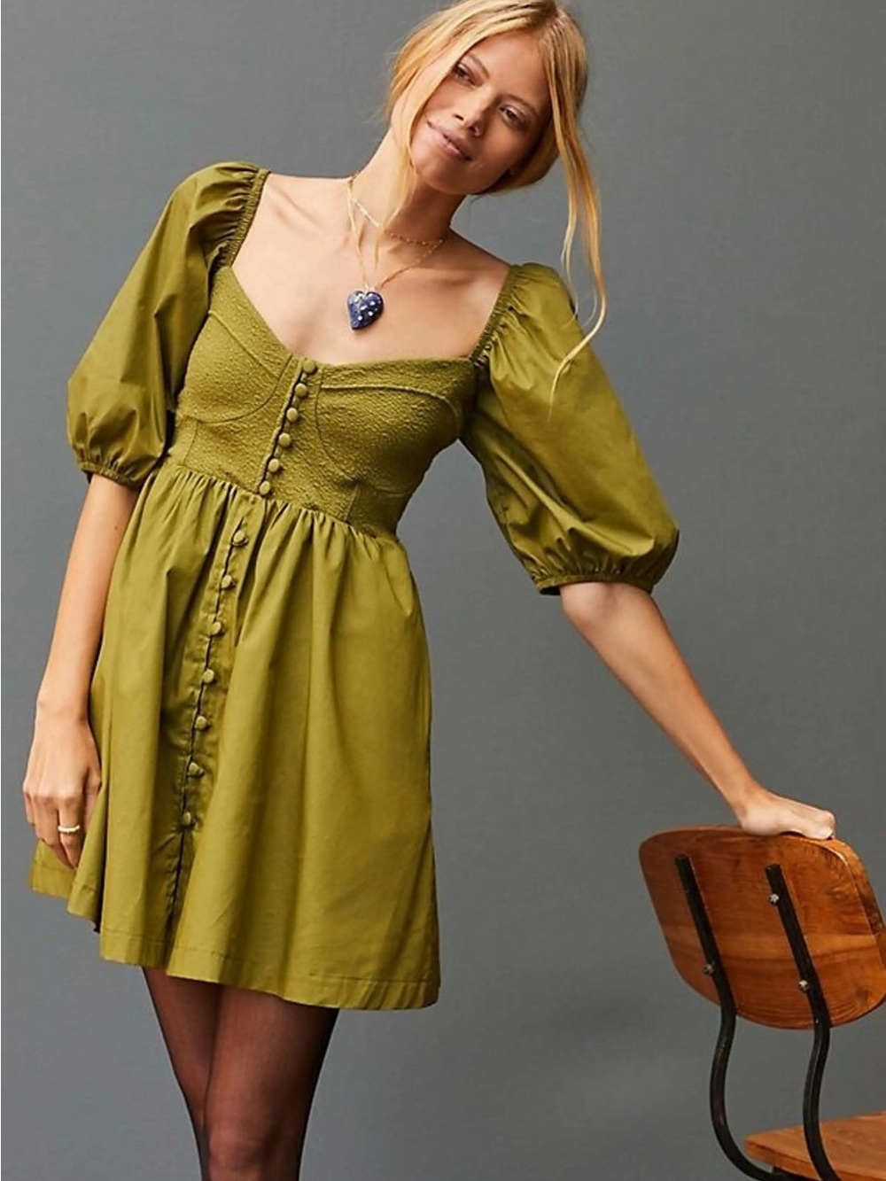 Anthropologie Maeve nwot puff sleeve sweetheart mini dress XL peasant milkmaid